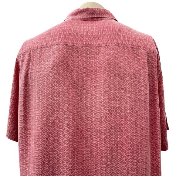 Tommy Bahama Silk Hawaiian Textured Button-Up Camp Shirt Short-Sleeve Red Men XL - Picture 5 of 12